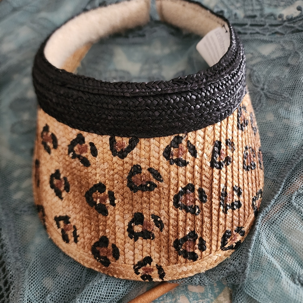 Floppy wide brim bow sun Stra hat and cheetah print visor Coastal Cowgirl - Picture 3 of 8